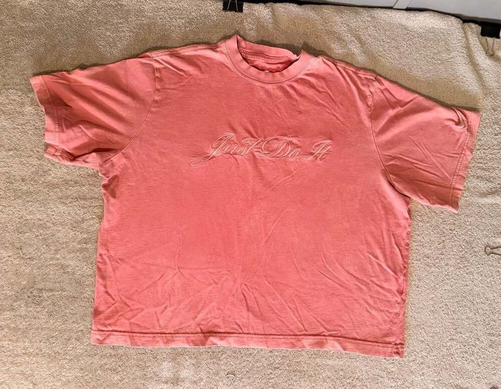 Nike The Nike Tee Size M Pink Loose Fit T-Shirt Just Do It Embroidered